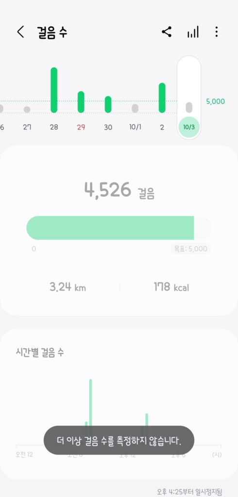 삼성헬스 걸음수 일시정지 하는 법