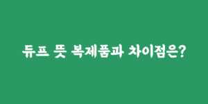 듀프 뜻 복제품과 차이점은?