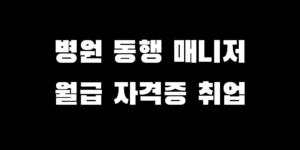 병원동행매니저 급여 자격증 취득 과정 방법 취업 분야