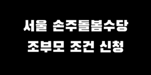 서울 조부모 손주돌봄수당 받는 법 지원 조건 금액 신청 방법