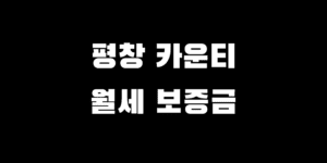 평창 카운티 월세 보증금 한 달 생활 비용 추천 이유