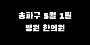 송파구 근로자의날 문 여는 병원 안 쉬는 한의원 리스트