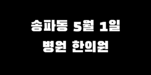 송파동 근로자의날 문 여는 병원 5월 1일 안 쉬는 한의원