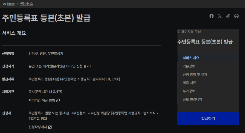 정부24 민생지원금 신청 준비물 주민등록표 등본 초본 발급 가능