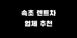 속초 렌트카 업체 추천 장기 단기 일일 가격 비교 저렴한 곳 TOP 5