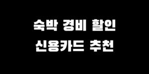 국내 숙박 교통 경비 할인 적립 여행 신용카드 추천 Best 6