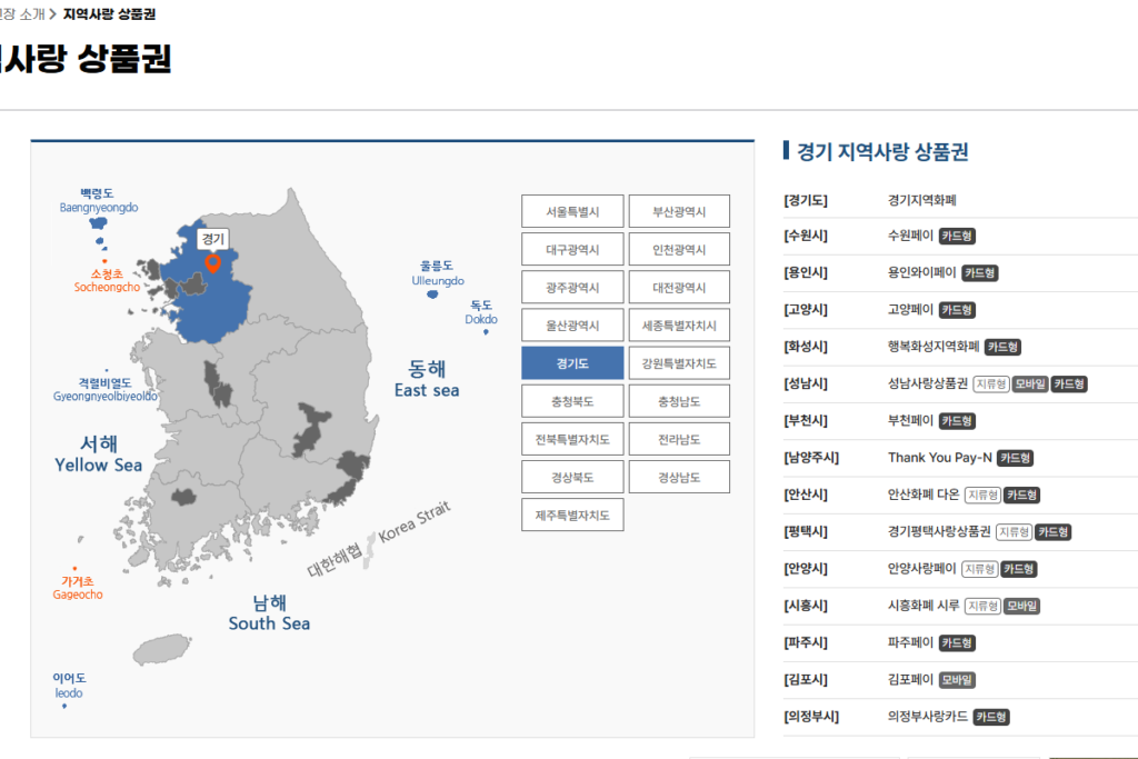 2025 전국민 민생회복 소비쿠폰 사용처 지역사랑상품권 홈페이지에서 검색 중