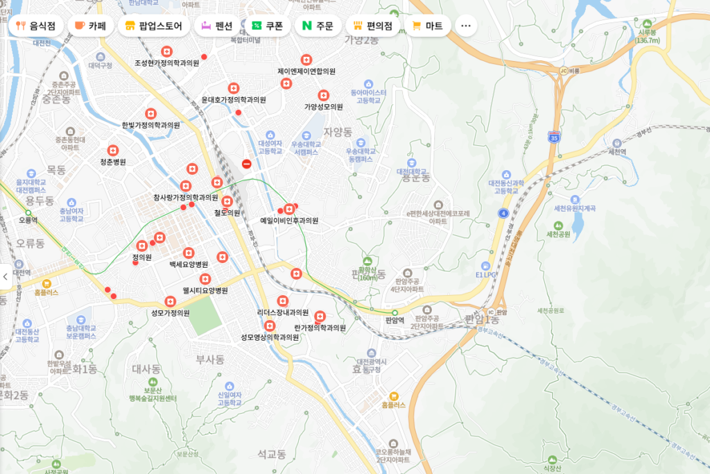 대전 마운자로 처방 가능한 병원 네이버 지도로 찾는 중