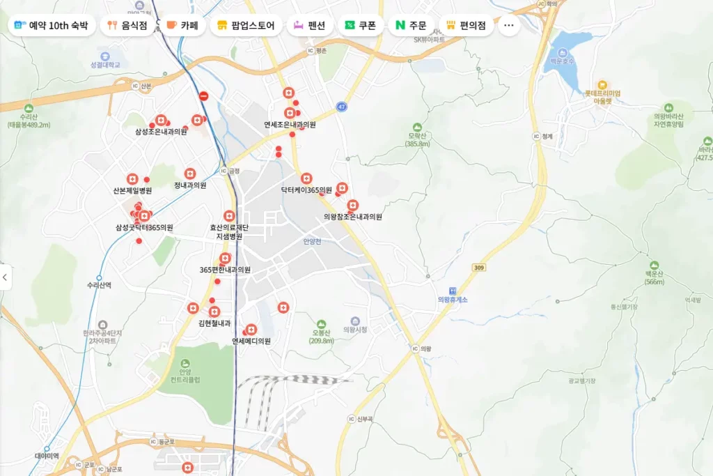 군포 마운자로 처방 가능한 병원 네이버 지도로 찾는 중