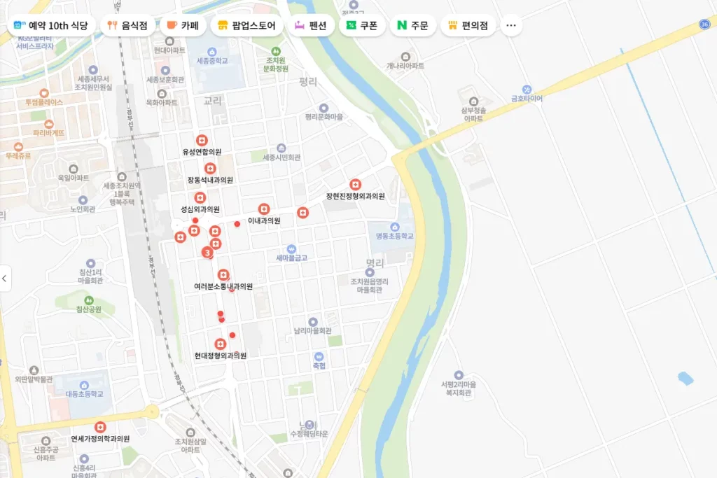 세종 마운자로 처방 가능한 병원 네이버 지도로 찾는 중