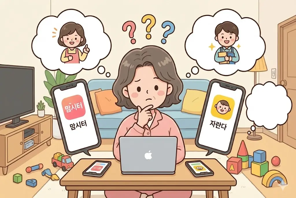 등하원도우 어플 맘시터 자란다 비교 장단점