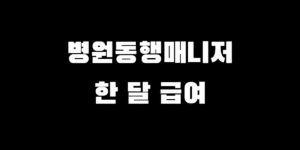 병원동행매니저 취업 전 현실 수입 급여 분석, 한 달 얼마 벌 수 있을까?