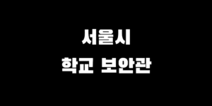 학교 보안관 월급 2026 서울시 연봉 정년 자격 요건 총정리