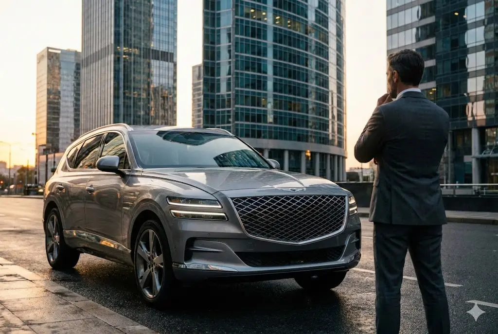 2026 GV80 장기렌트 가격표를 고민하는 남성의 시선