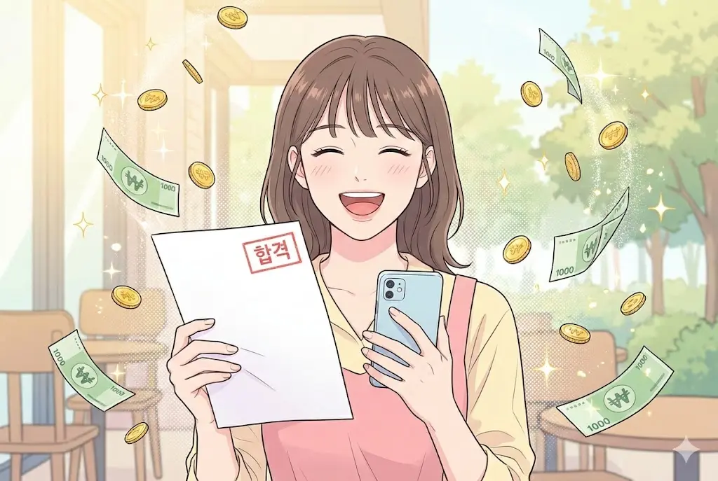 2026년 구직촉진수당 받고 취업에 성공해서 기뻐하는 여성