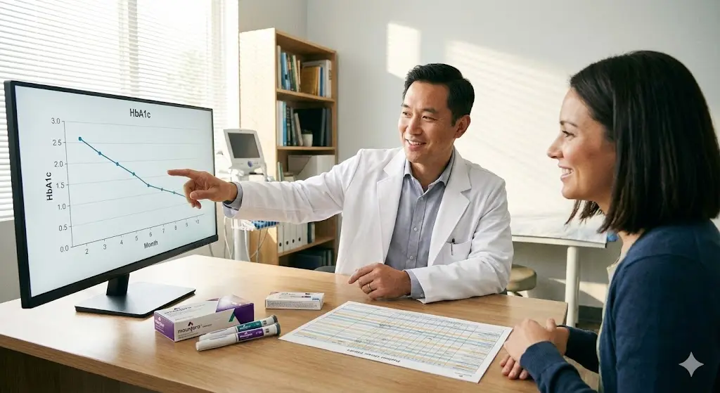 다낭성난소증후군 환자에게 인슐린 저항성 검사 결과를 설명하는 의사