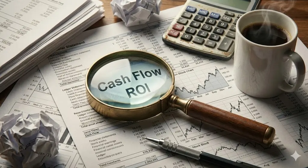 재무제표에서 현금흐름과 ROI를 분석하는 모습