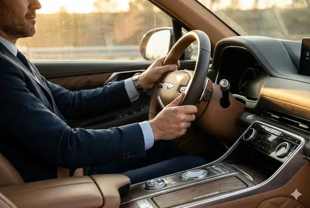 무보증 장기렌트로 GV80을 운전하는 편안한 모습