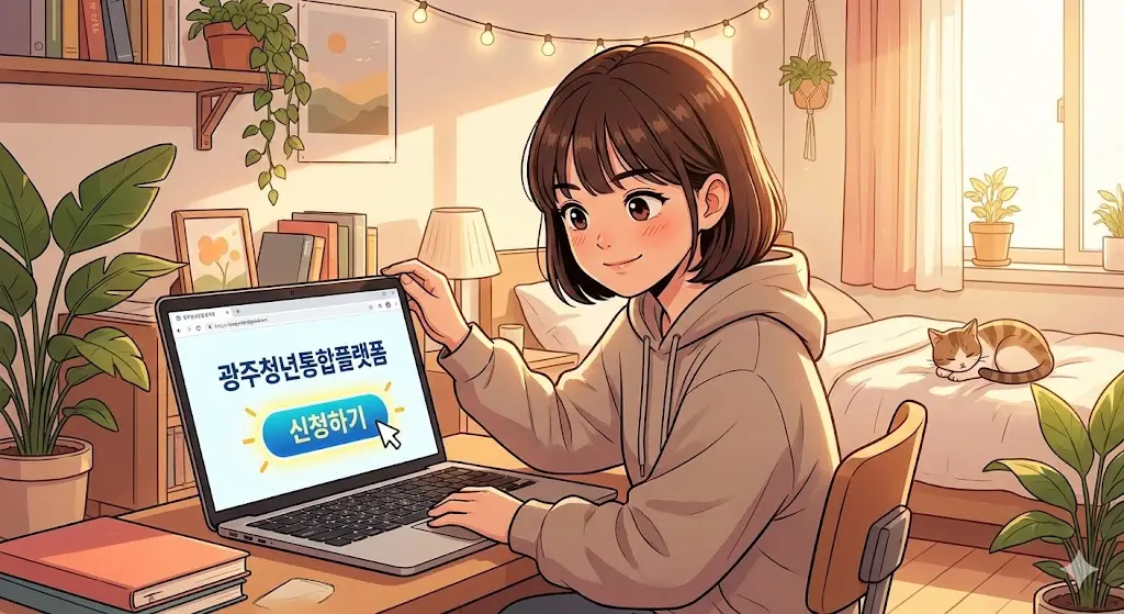 광주 청년13통장 온라인 신청 방법 및 접수 화면