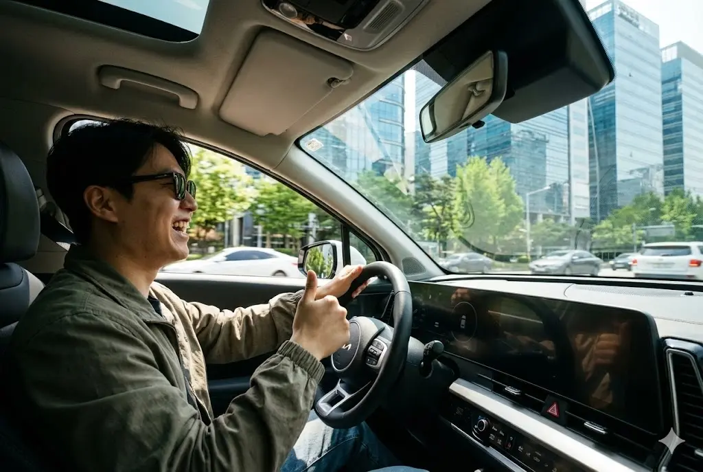스포티지 장기렌트로 비용 부담 없이 드라이브하는 모습