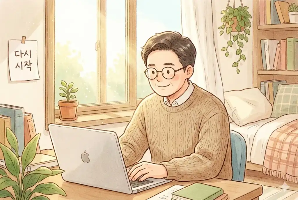 2026년 재취업 정보를 찾아보며 희망을 품는 은둔 중장년의 모습