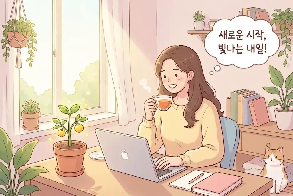 꾸준한 온라인 부업으로 경제적 자유를 얻고 여유롭게 일하는 디지털 노마드의 모습