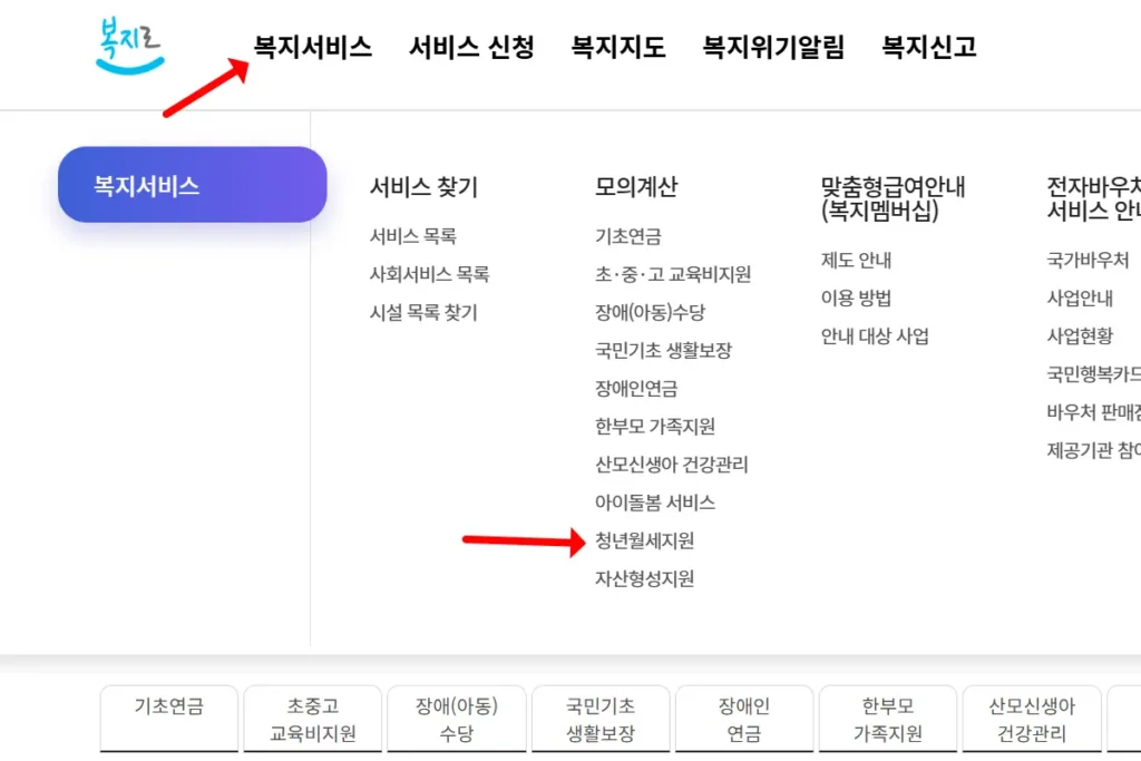 복지로 2026 청년 월세 지원 신청 신청 버튼 위치 