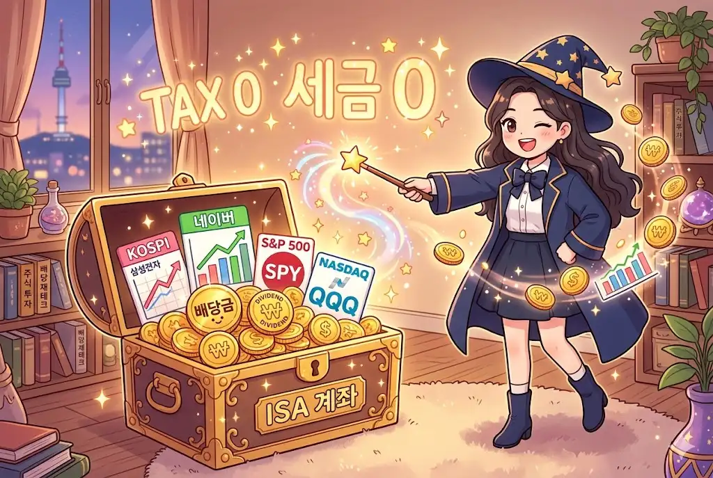 2026년 ISA 계좌 수익 극대화 전략을 설명하는 마술사 캐릭터 만화